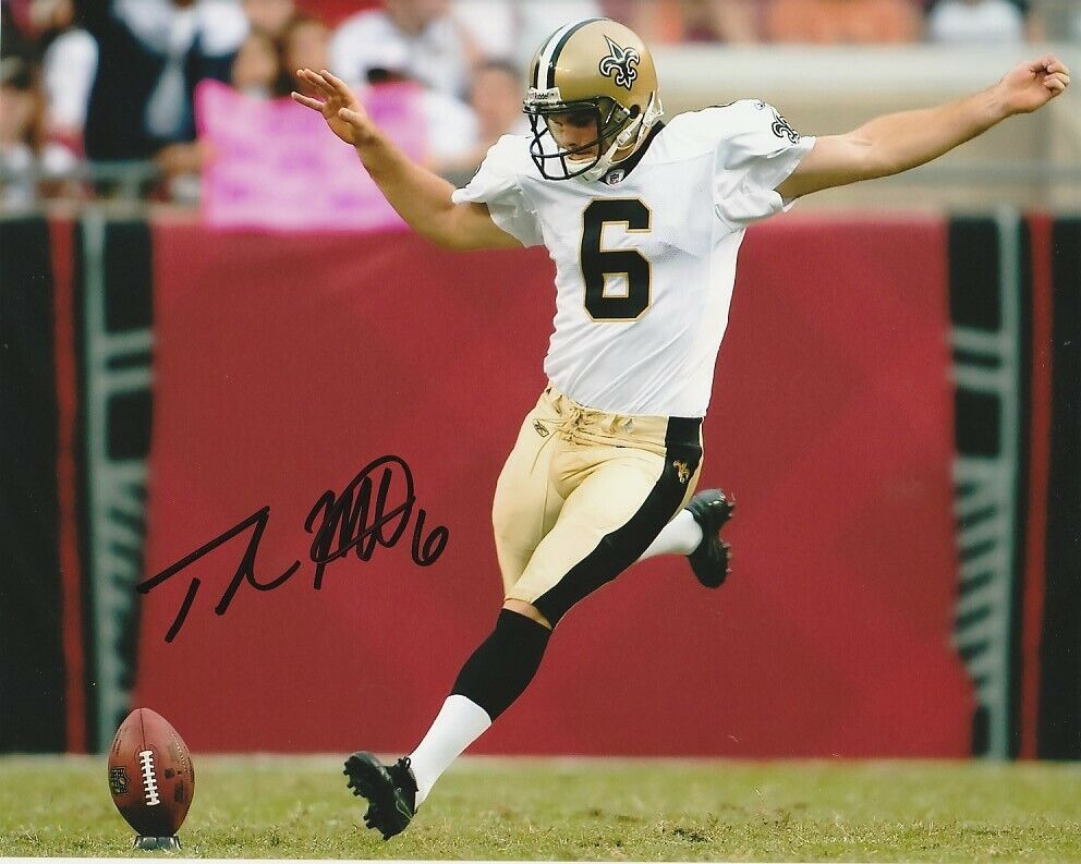 THOMAS MORSTEAD SIGNED NEW ORLEANS SAINTS PUNTER 8x10 Photo Poster painting #3 NFL EXACT PROOF