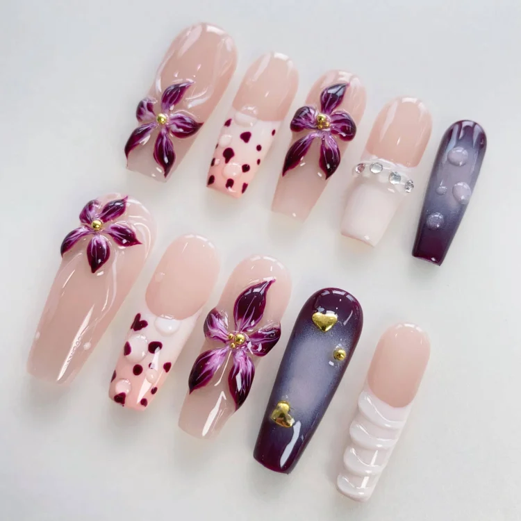 Purple Floral Dream Press On Nails
