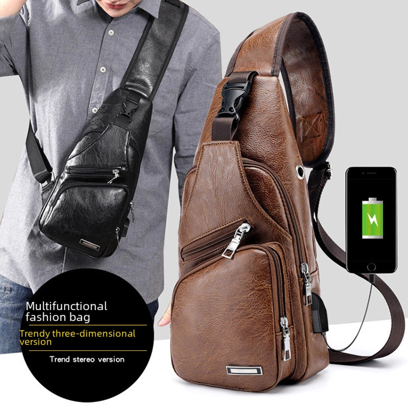 Haodier New Shoulder Bag Men's Casual Charging Bag Sports Usb Chest Bag Outdoor Business Crossbody Bag Batch