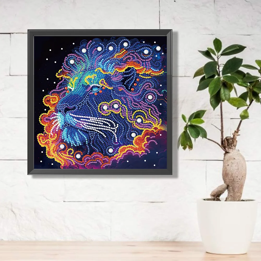 Special Shape Diamond Painting 30*30cm - Colorful Lion