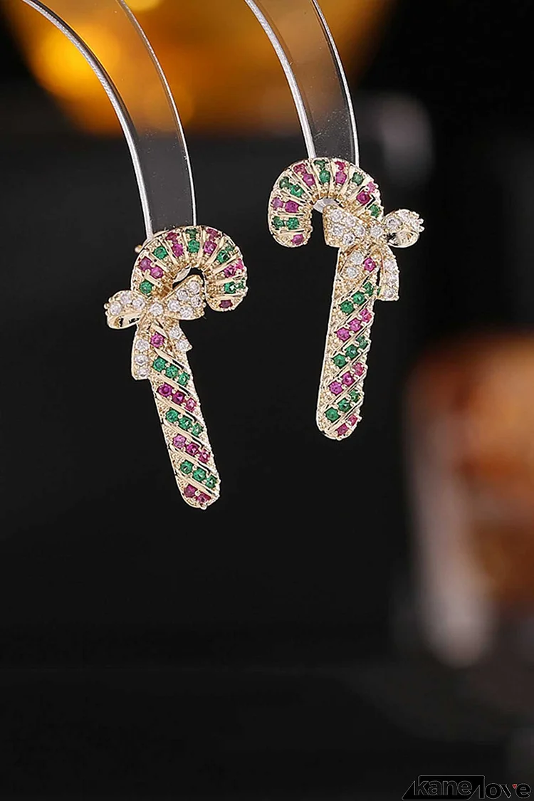 Zircon Bow Cane Earrings