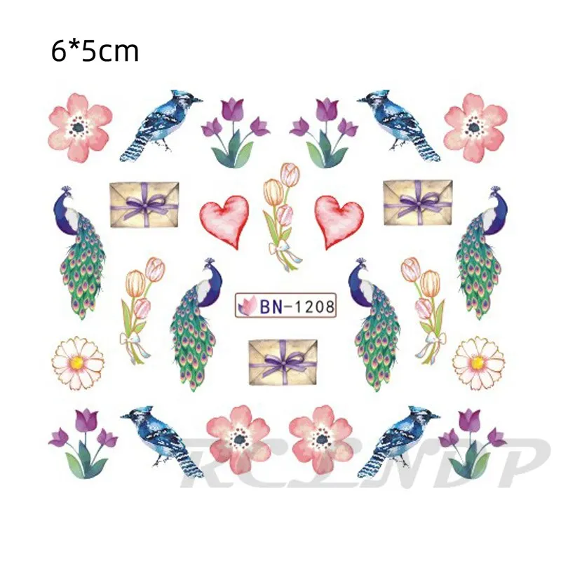 Water sticker for nail art decoration slider skull witch with rose flower watercolor ink design decal lacquer accessoires