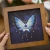 3D DIY Bead Embroidery Butterfly With Frame Home Decor Gift Tabletop Display Kit(Include Embroidery Hoop)