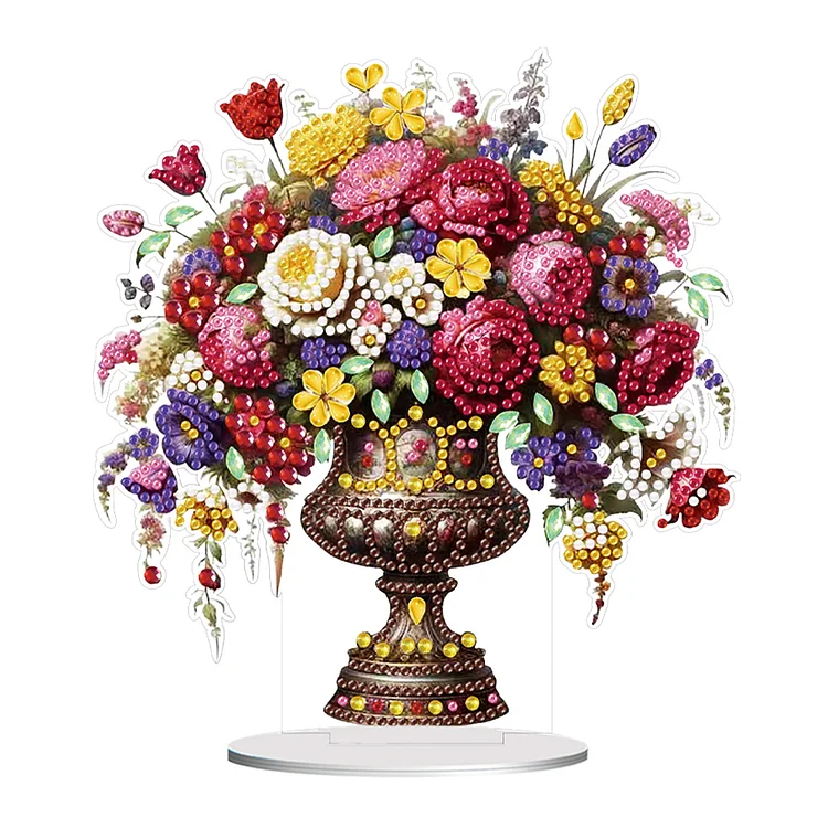 Flower Bouquet Handmade 5D DIY Diamond Art Tabletop Decorations for Office Decor