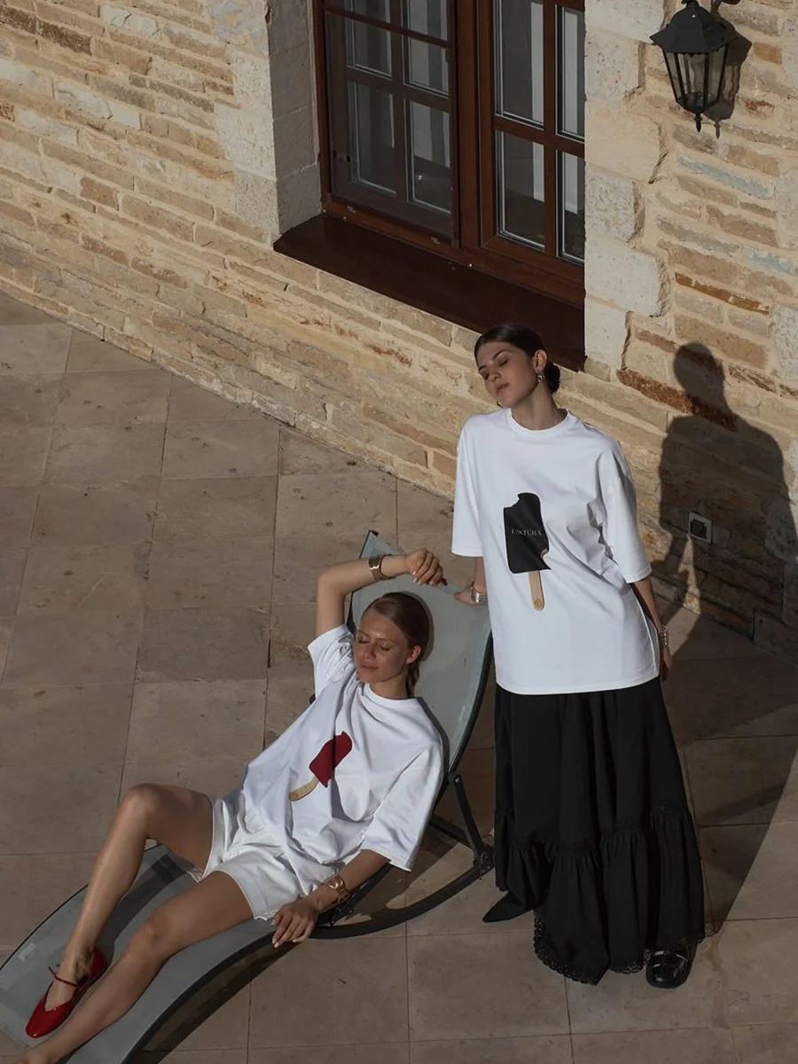 Athvotar Athvotar Sales Of Retro Simple Print T-Shirts In The Summer Free-Round Collar Pure Cotton Short Sleeves