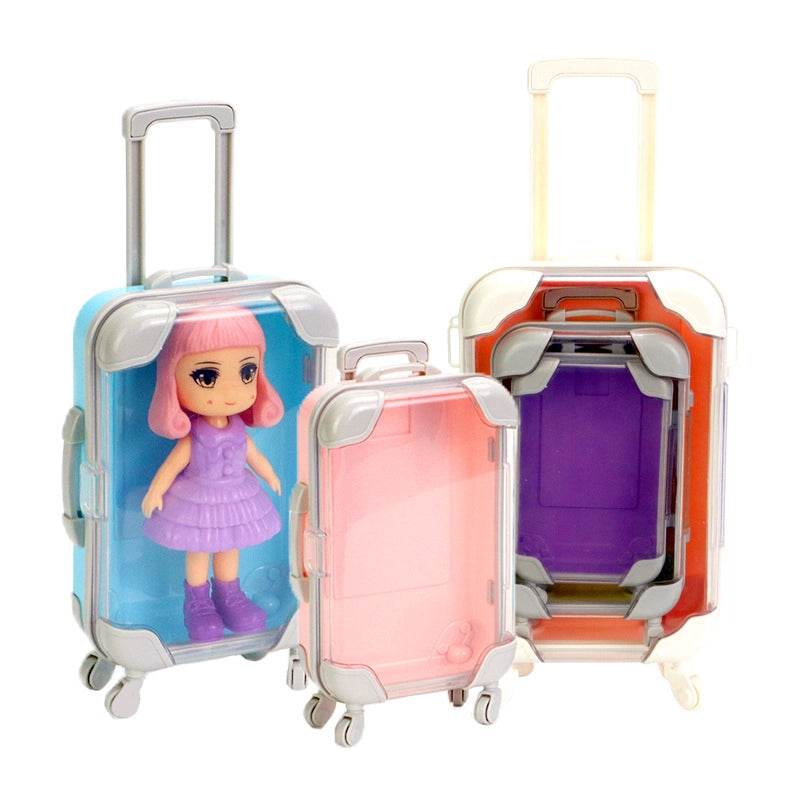 Simulation Mini Suitcase Trolley Case Transparent Mini Size Makeup Eyelash Box Storage Box Small Luggage