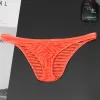 Men's Low Waist Breathable Striped Ultra Thin Transparent Ice Silk Briefs