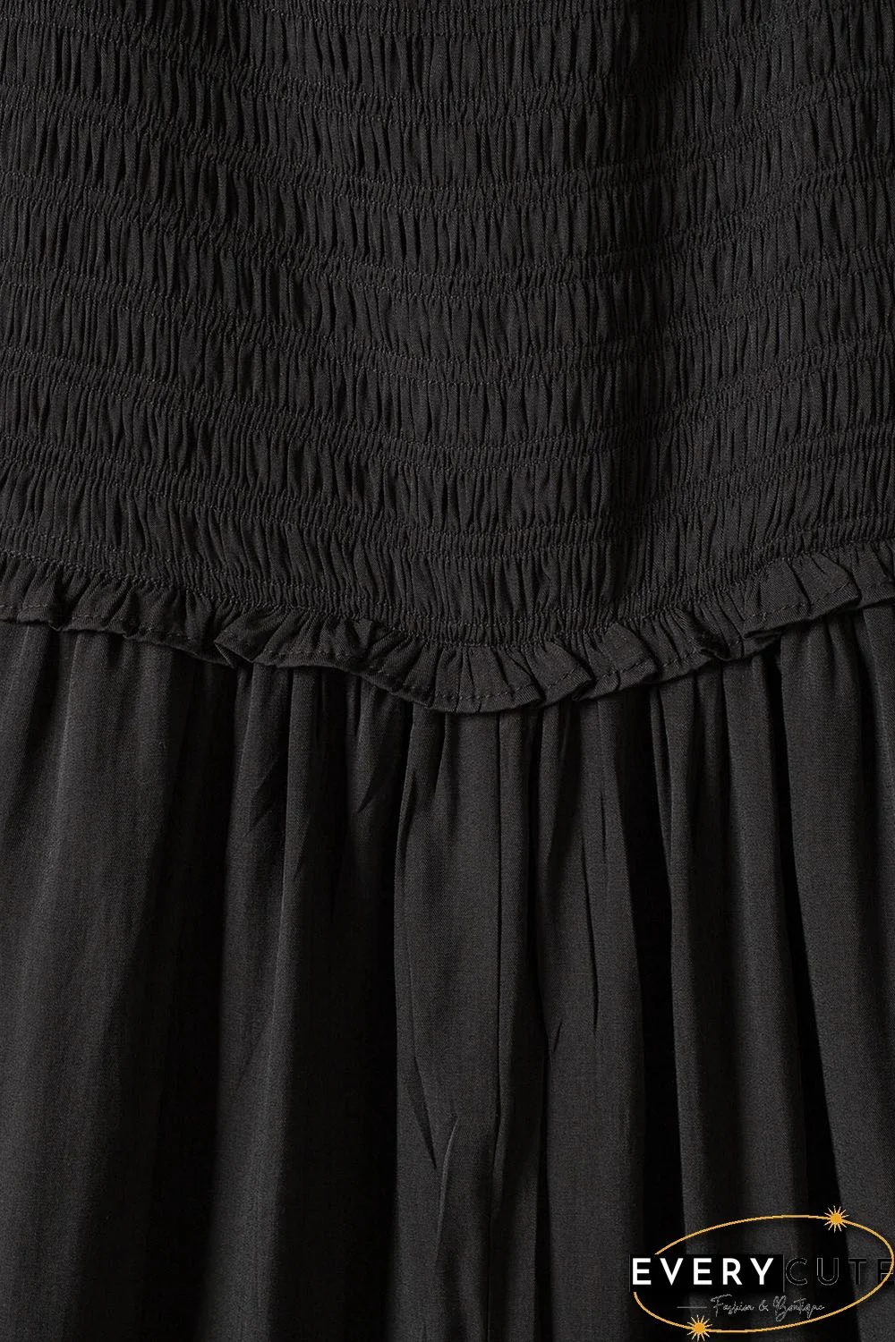 Smocked Pocketed Ruffled Sleeveless Wide Leg Jumpsuit