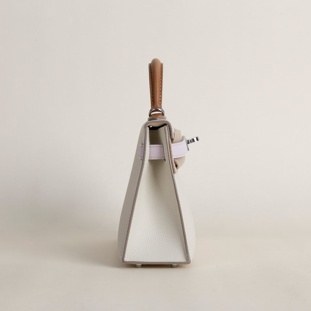 Mini Kelly II Epsom 10 Craie/ 37 Gold/ 09 Mauve pale PHW