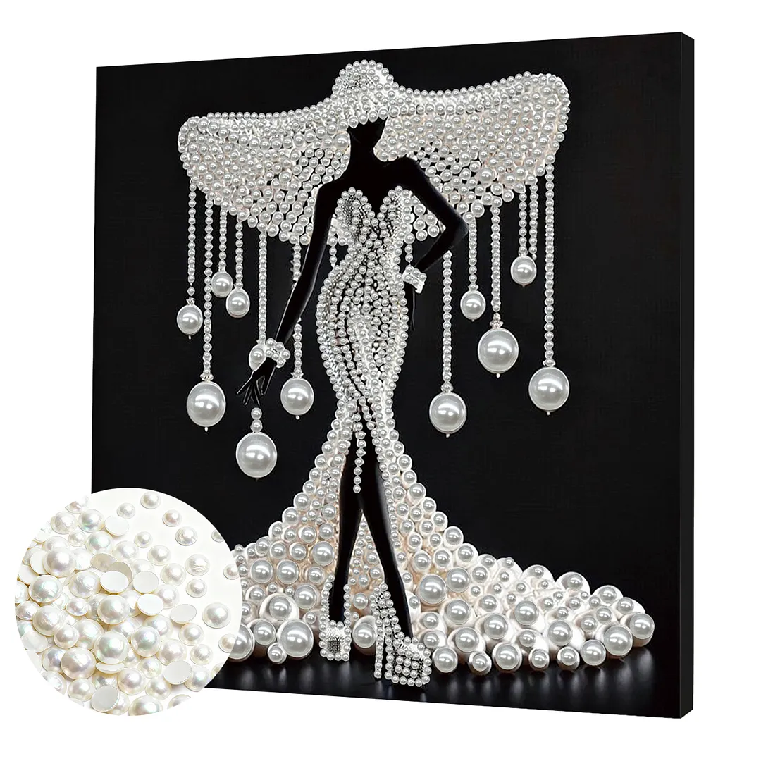 Elegant Lady - DIY Pearl Diamond Art Kit With Frame 30*30cm