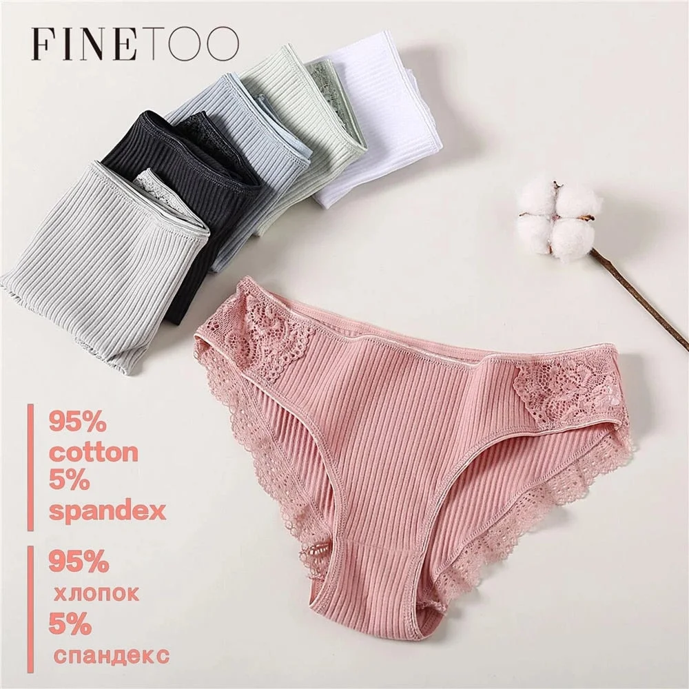 FINETOO Cotton Panty 3Pcs/lot Solid Women's Panties Comfort Underwear Skin-friendly Briefs Women Sexy Low-Rise Panty Intimates