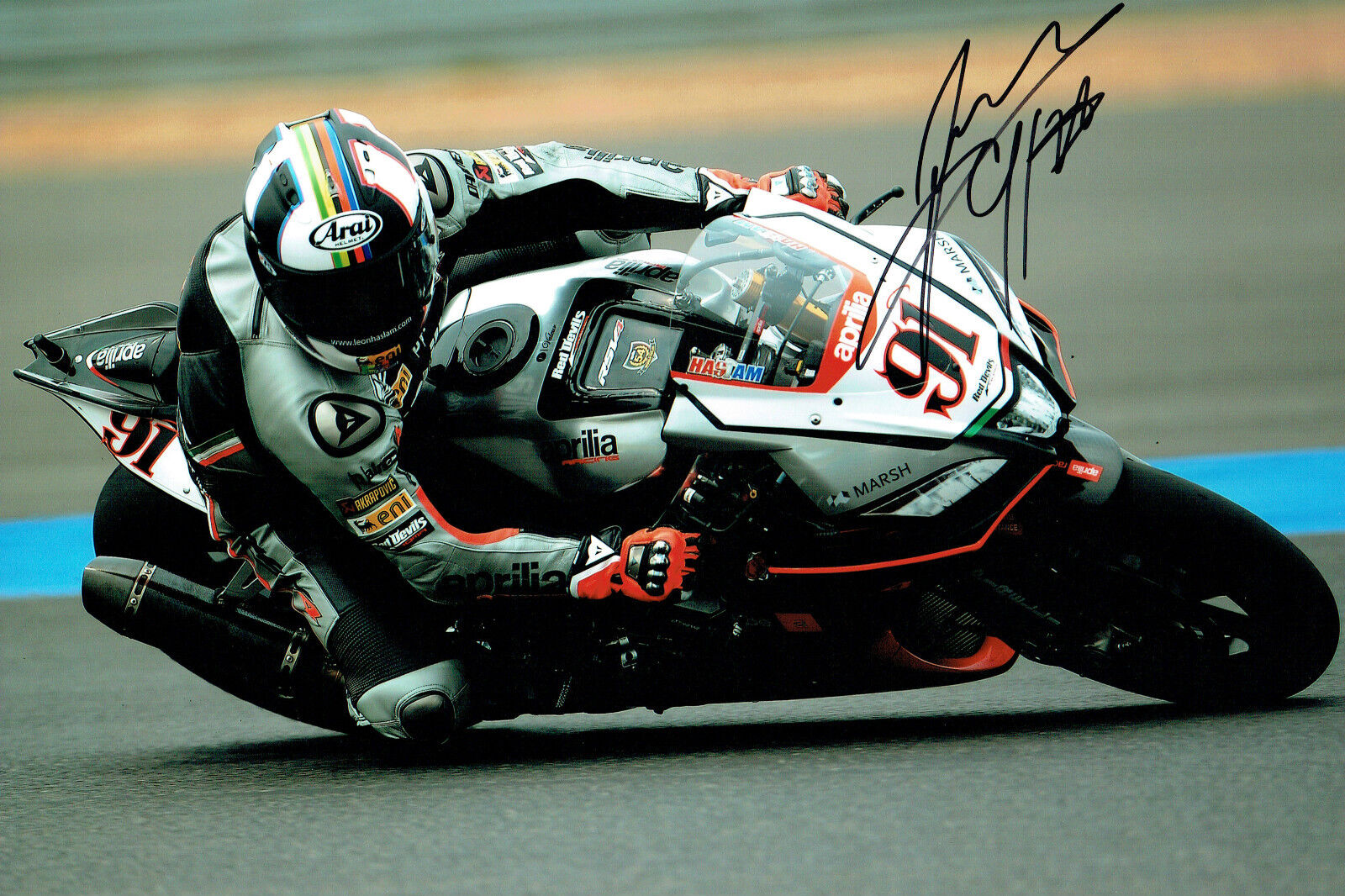 Leon HASLAM SIGNED Autograph Aprillia #91 12x8 Photo Poster painting 2015 Season AFTAL COA