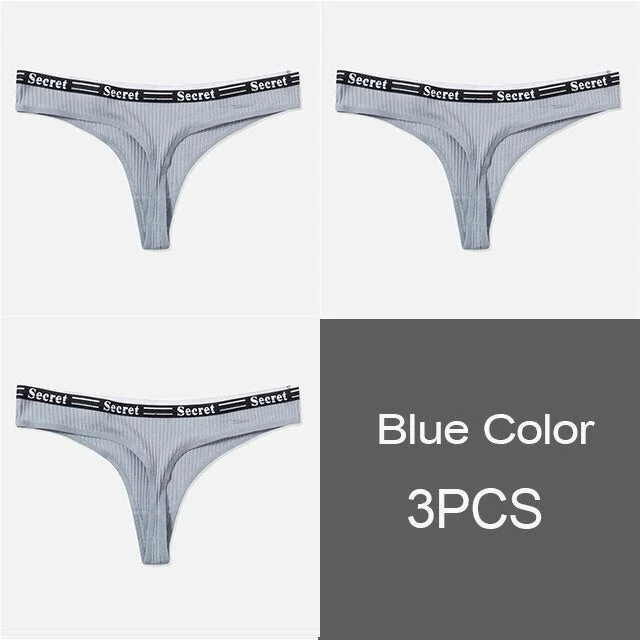 3PCS/Set Women Cotton Panties Thong Underwear G-String Underpants Sexy Briefs Lingerie Female Letter Embroidery Low Waist Pantys