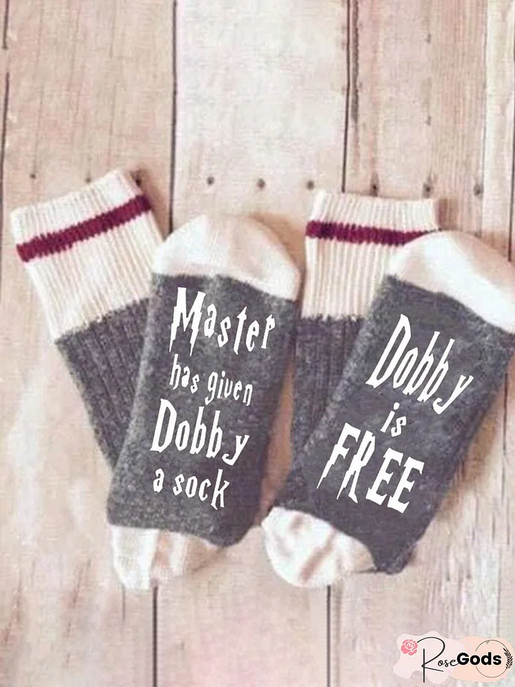 Women's Master Has Given Dobby A Socks Cotton Letter Socks