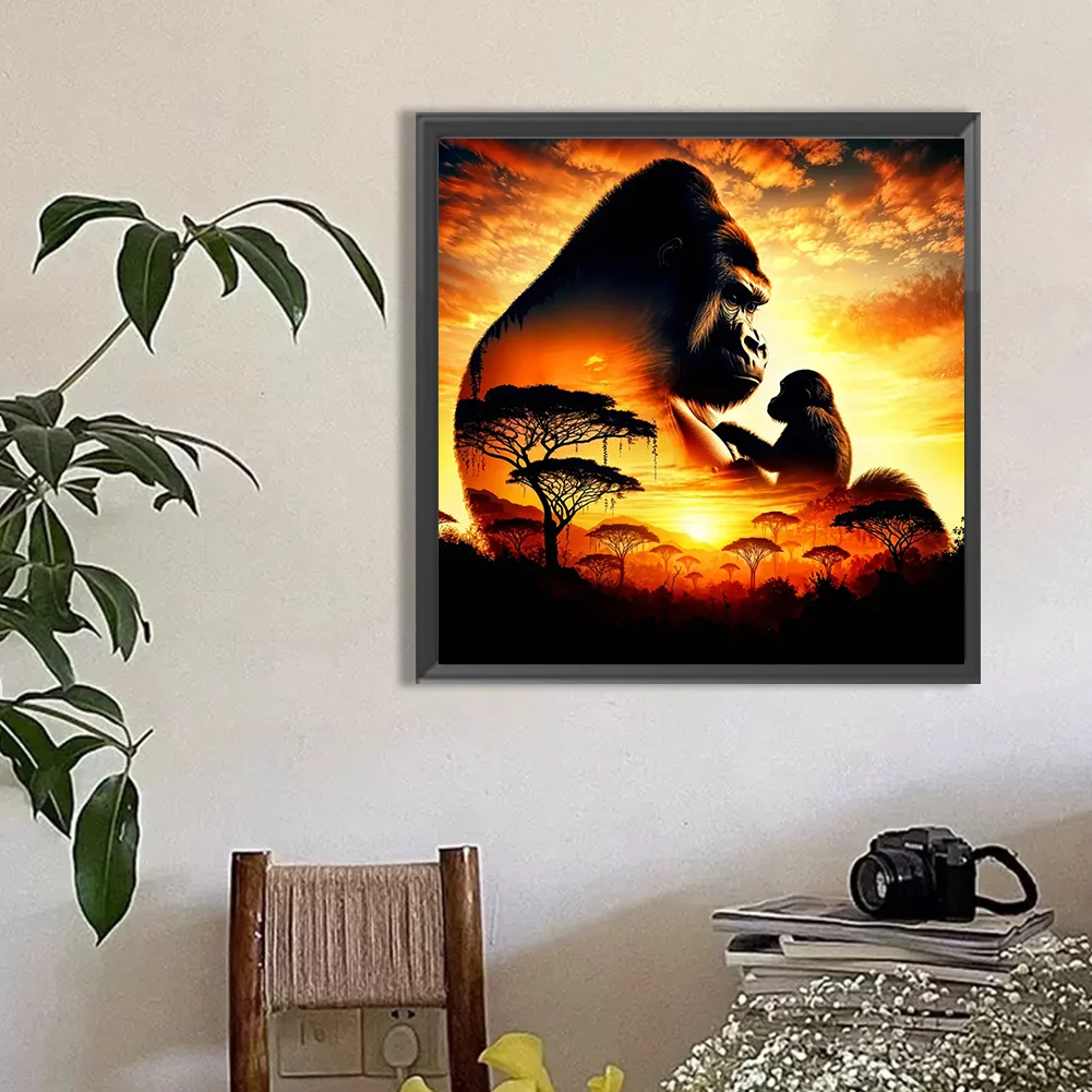 Diamond Painting - Full Round Drill - Gorilla Silhouette(Canvas|40*40cm)