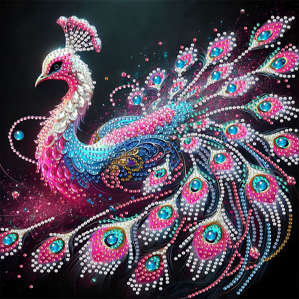 Purple Peacock 30*30cm(canvas) special shaped drill diamond painting