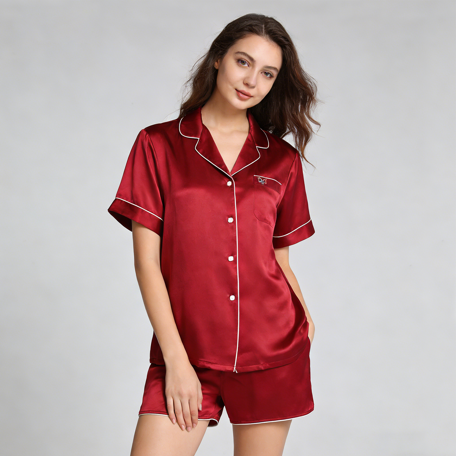 22 Momme Short Silk Pajamas REAL SILK LIFE