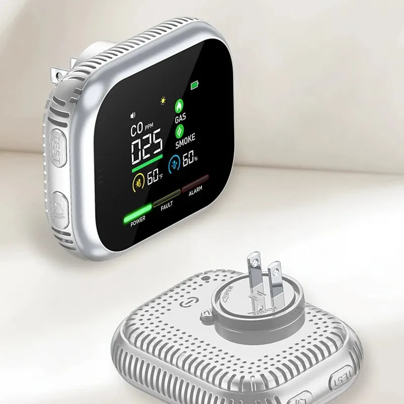 Audible and visual red light alarm multi function home safety detector