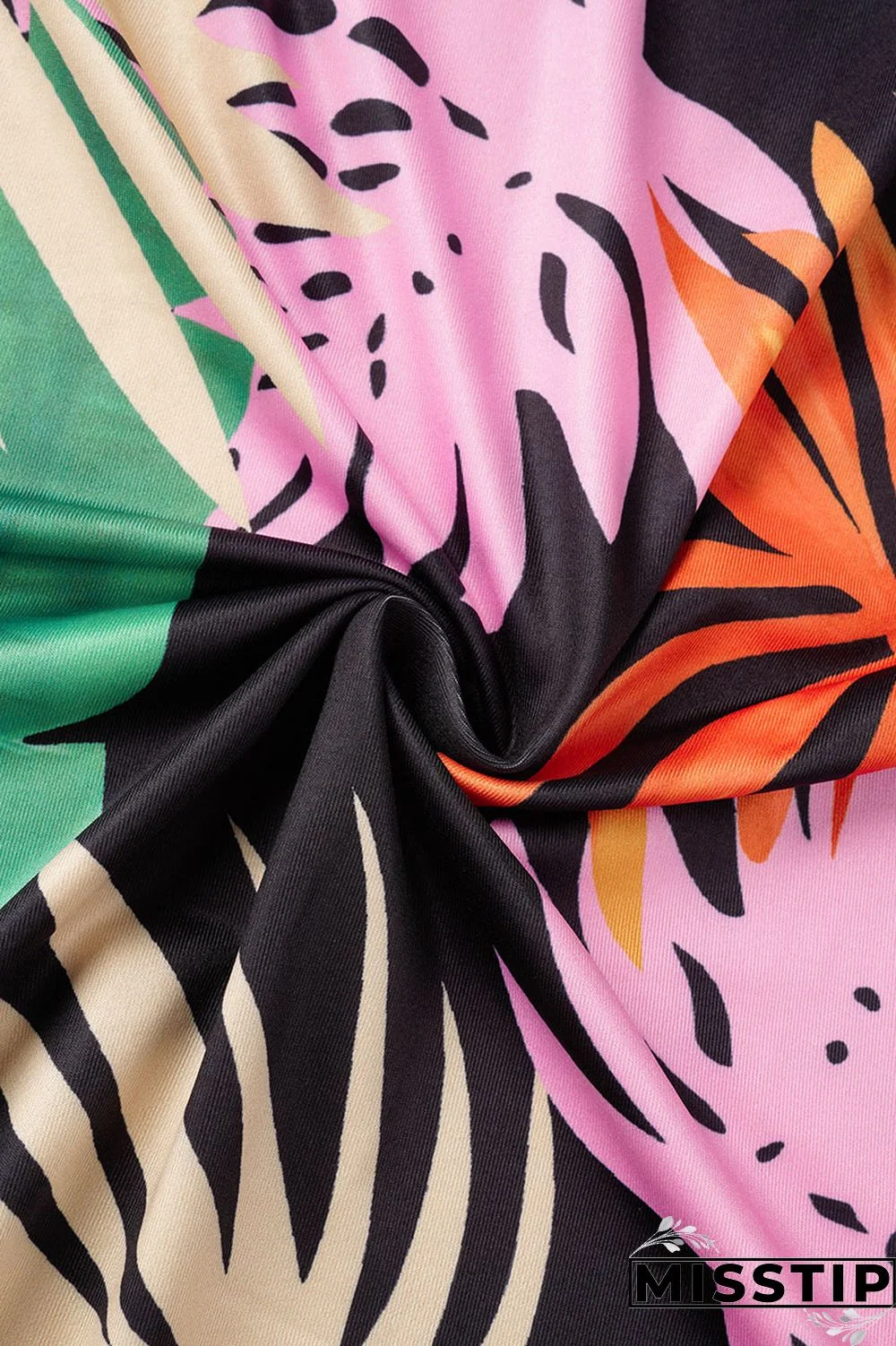 Black Yellow Casual Print Backless Oblique Collar Plus Size Tops