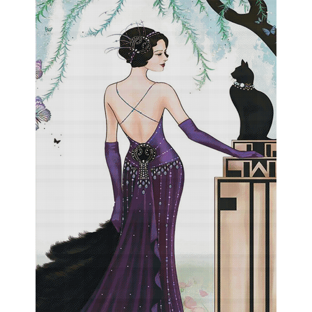 

Elegant Lady - 11CT Stamped Cross Stitch - 40*50CM, 501 Original