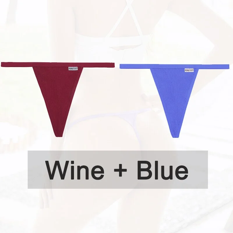 Billionm 2PCS/Set Women Sexy Cotton Panties Solid Color Underwear G-String Hollow Breathable Underpants Female Intimates Lingerie