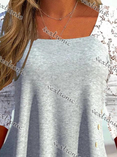 Women Half Sleeve V-neck Solid Color Dress