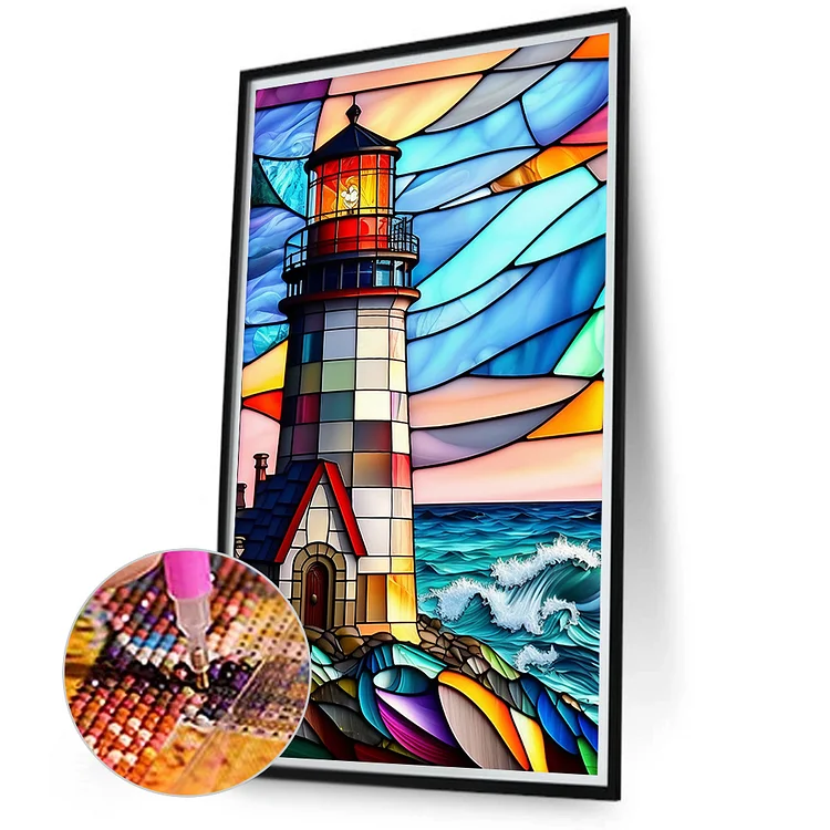 Diamond Painting - Full Round - Stained Glass Lighthouse(40*30cm)-966965.03