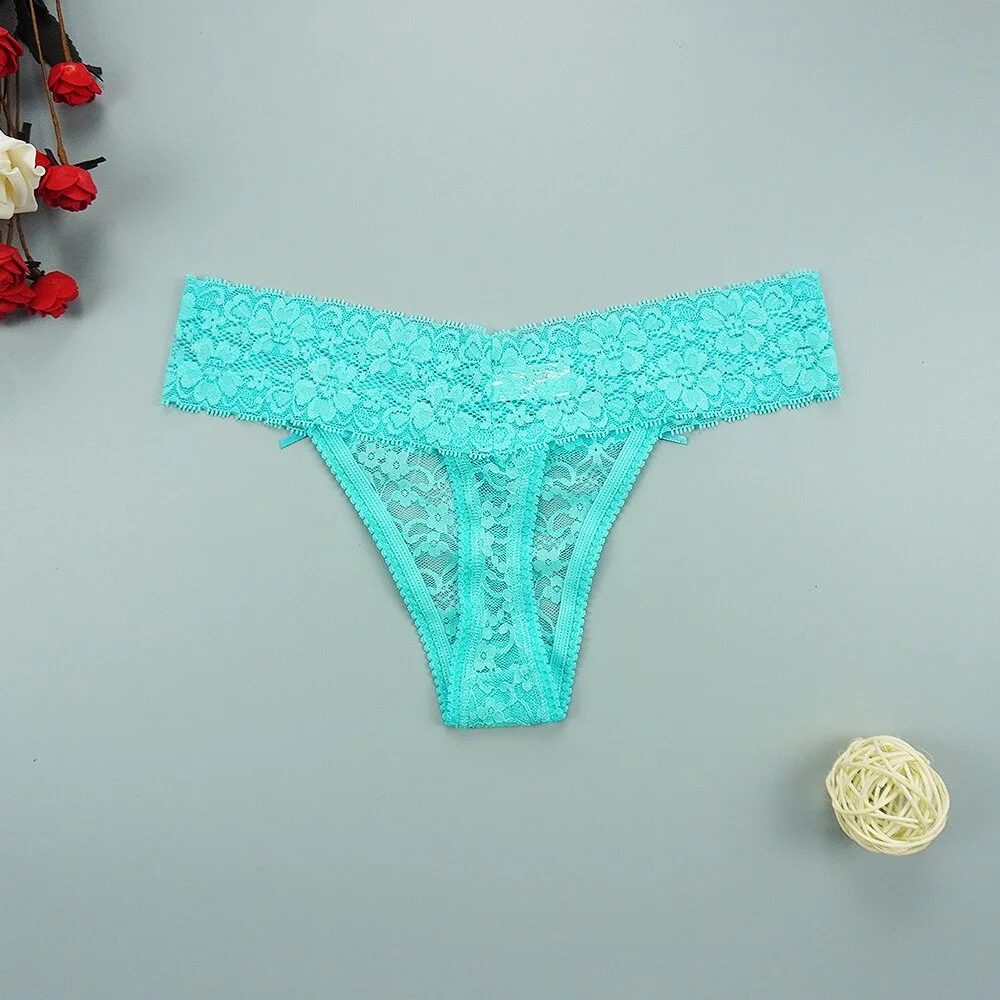 Billionm Sexy Full Lace Panties Women Thongs Hollow Out String Transparent Seamless Underpants Tangas Super Low Waist T-back