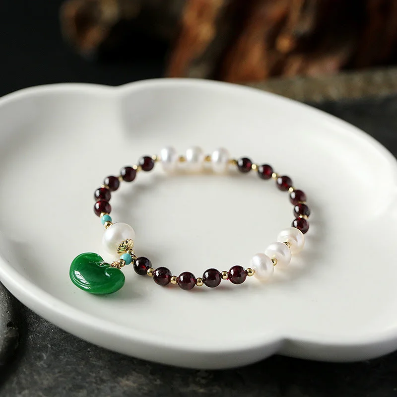Lucky Lotus Pearl Garnet Bracelet