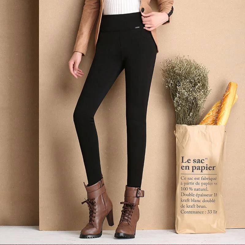 SVOKOR Lady Casual Winter Leggings Velvet Warm Leggings High Waist Pants Women Snow Hot Leggings Slimming S~2XL