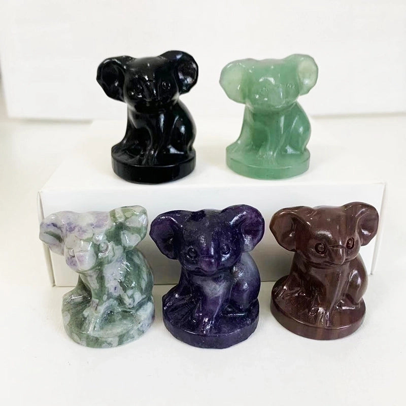 Cute Koala Natural Stone Crystal Ornaments Artificial Decorations