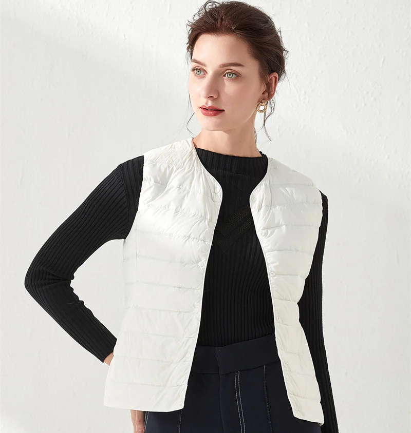 Woherb Autumn And Winter New Light Style Women's Down Jacket Vest Casual Without Collar Fashion Sleeveless Down Vest Coat-Outfit Ideas
