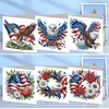 (US Only)6PCS DIY US Flag Eagle Wreath Diamond Art Greeting Cards Congratulations Cards