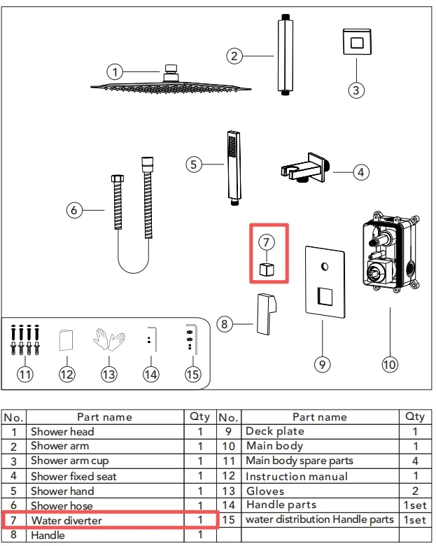 Accessory SFS1001-BK10-Acc Water Diverter
