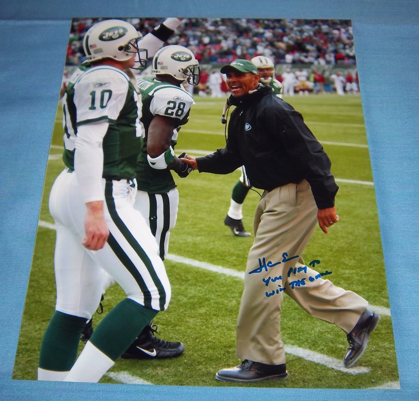 NY Jets Herman Edwards Signed Autographed 8x10 Photo Poster painting Eagles Rare Inscription A