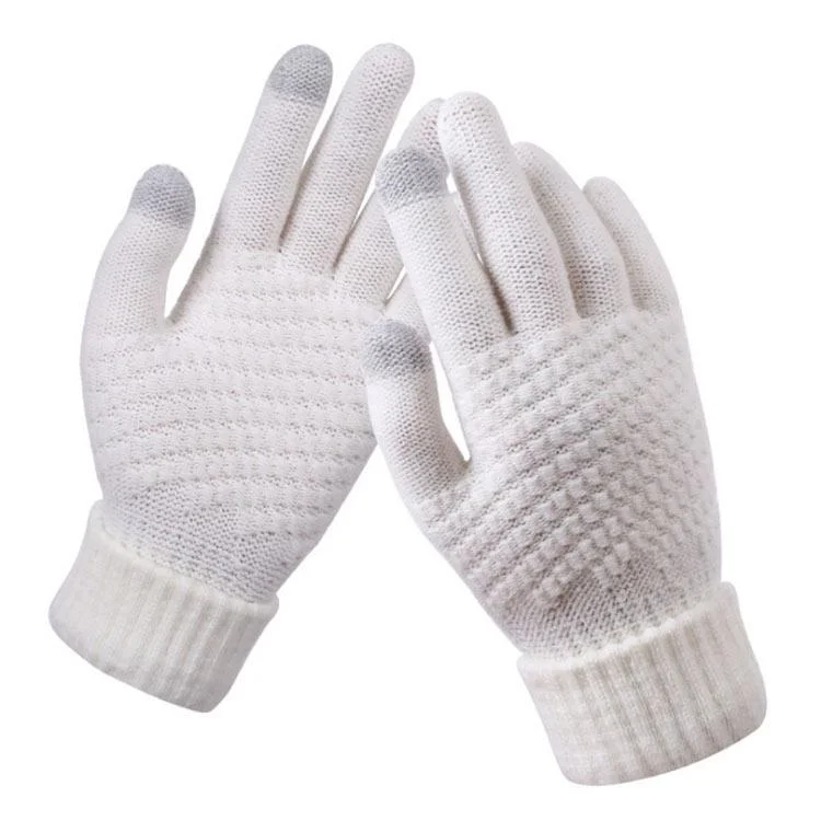 Winter Touch Screen Gloves Women Men Warm Stretch Knit Mittens Imitation Wool Thicken Full Finger Gloves