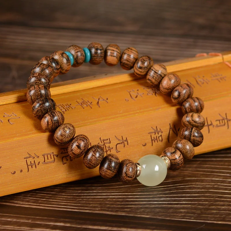 Black Rosewood Black Peach Wood Glowstone Calm Cure Bracelet