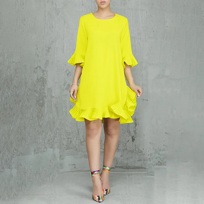 Ruffled Chiffon A-line Dress