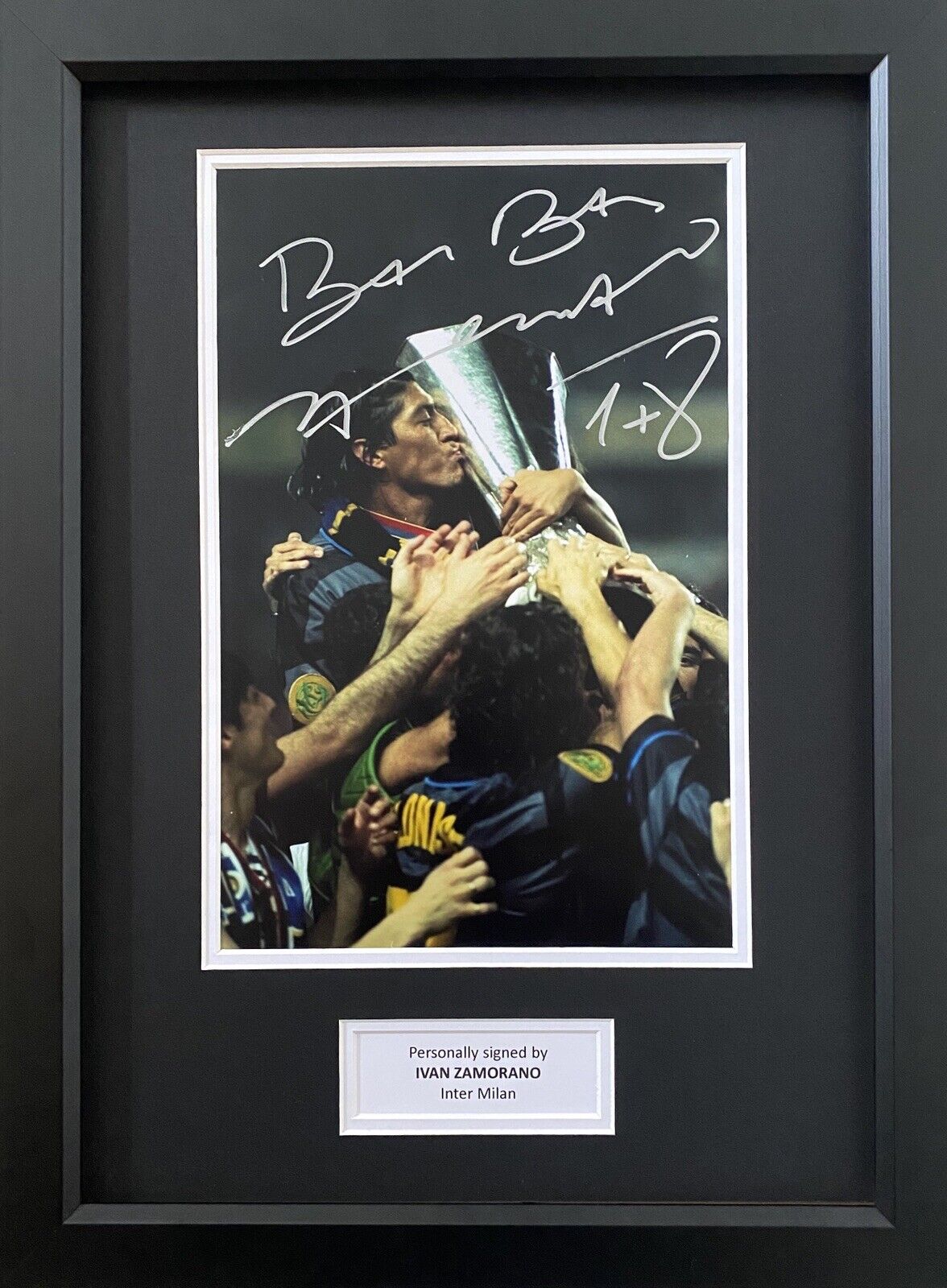 Ivan Zamorano Hand Signed Inter Milan Photo Poster painting In A3 Frame Display