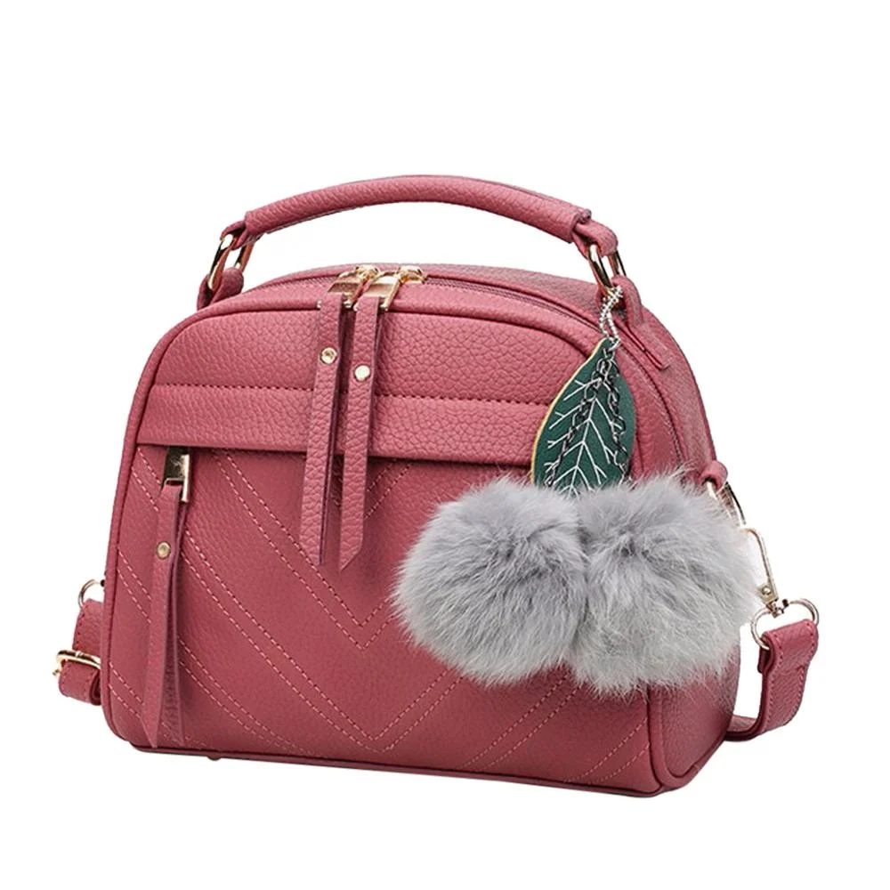 PU Leather Handbag For Women Girl Fashion Messenger Bags With Ball Toy Bolsa Female Shoulder Bags Ladies Party Handbags