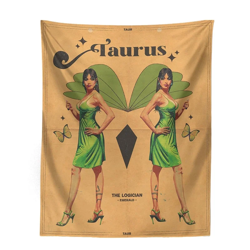 12Constellation Tarot Tapestry retro modern woman Tarot Wall Hanging sexy woman Room Decor Bedspread Cover Sun starry Wall Decor