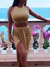Irregular Clipping Sleeveless Two-Piece Suits