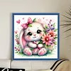 Rabbit and Flowers Full Stamped Cross Stitch Kit 18CT 2-Strand 25x25cm