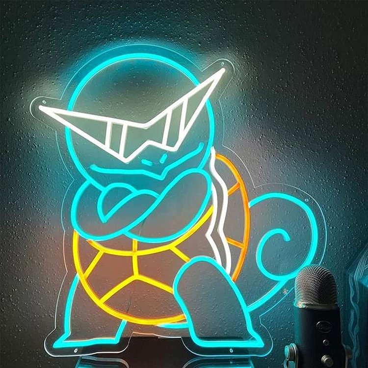 Anime Neon Sign Custom Pokemon Squirtle Neon Sign Indoor Wall Lights Event Party Decor Kids Room Decor Neon Game Room Toy Shop Light