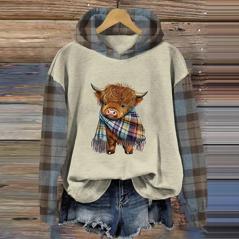 Women's Western Tartan Check Print Casual Sweatshirt