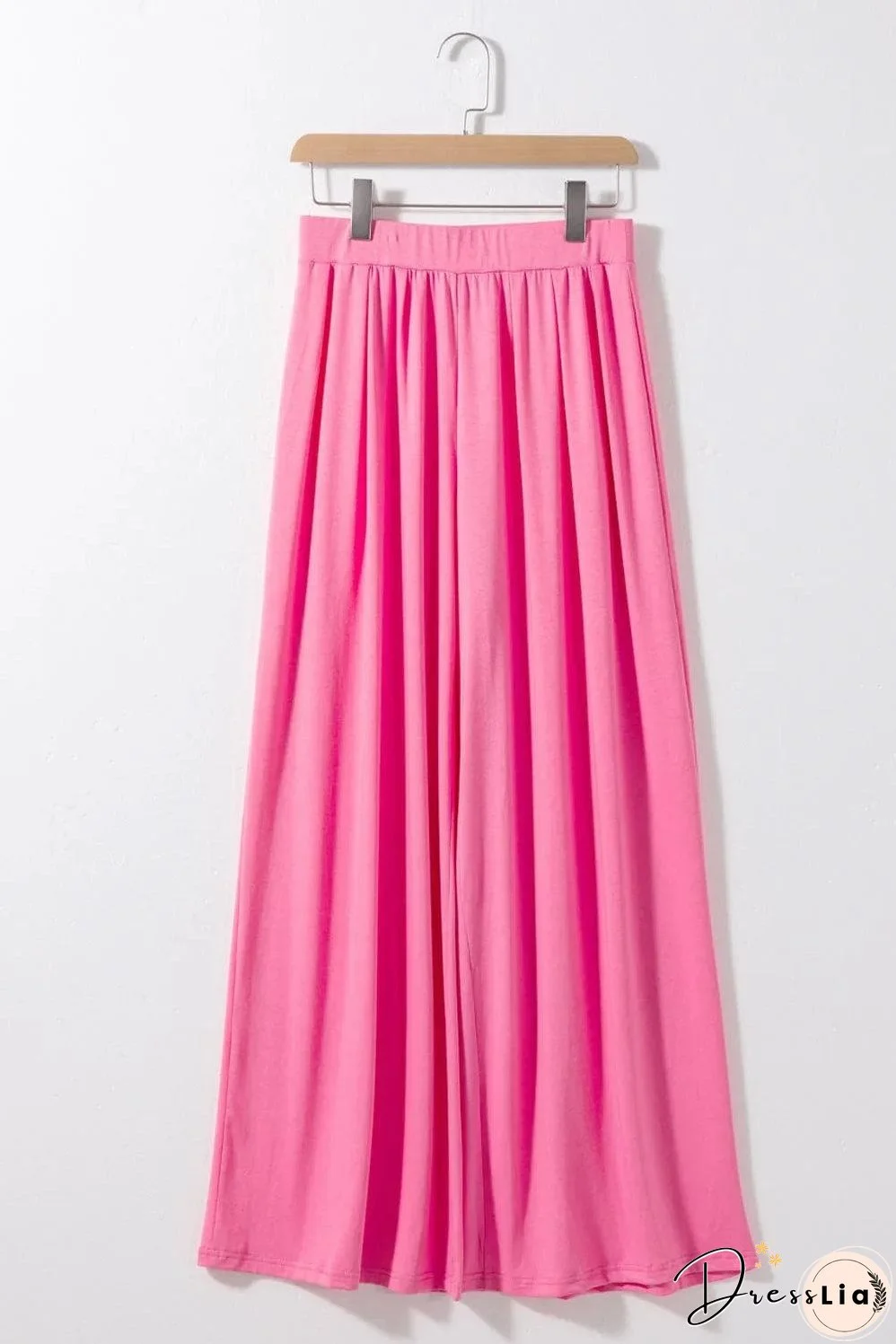 Strawberry Pink Slim Fit Crop Top and Pleated Wide Leg Pants Set