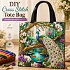 Peacock-11CT DIY Stamped Cross Stitch Shopping Bag 40*40cm/15.75*15.75in tapestrymarket