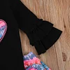 Baby Kid Girl Valentine's Day Love Embroidered Tie-dye 2 Pcs Set