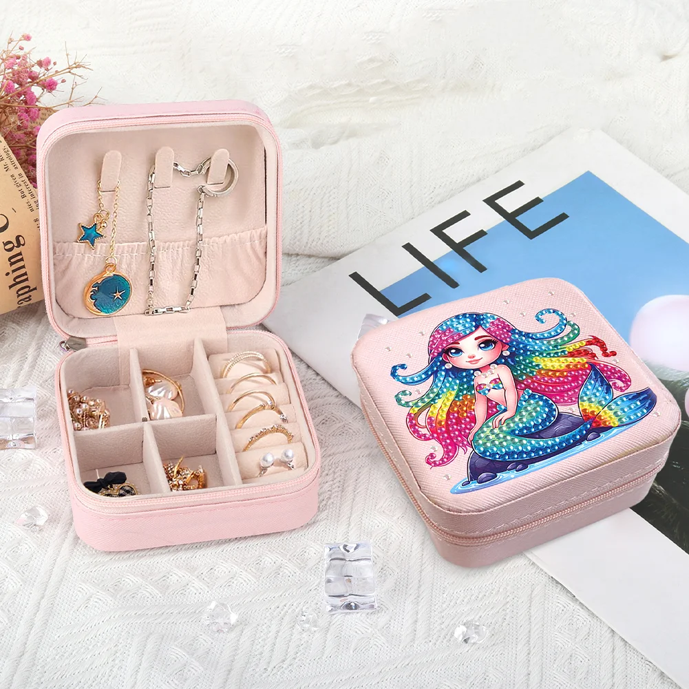 5D DIY Mermaid Special Shape Diamond Painting Jewelry Box for Art Crafts