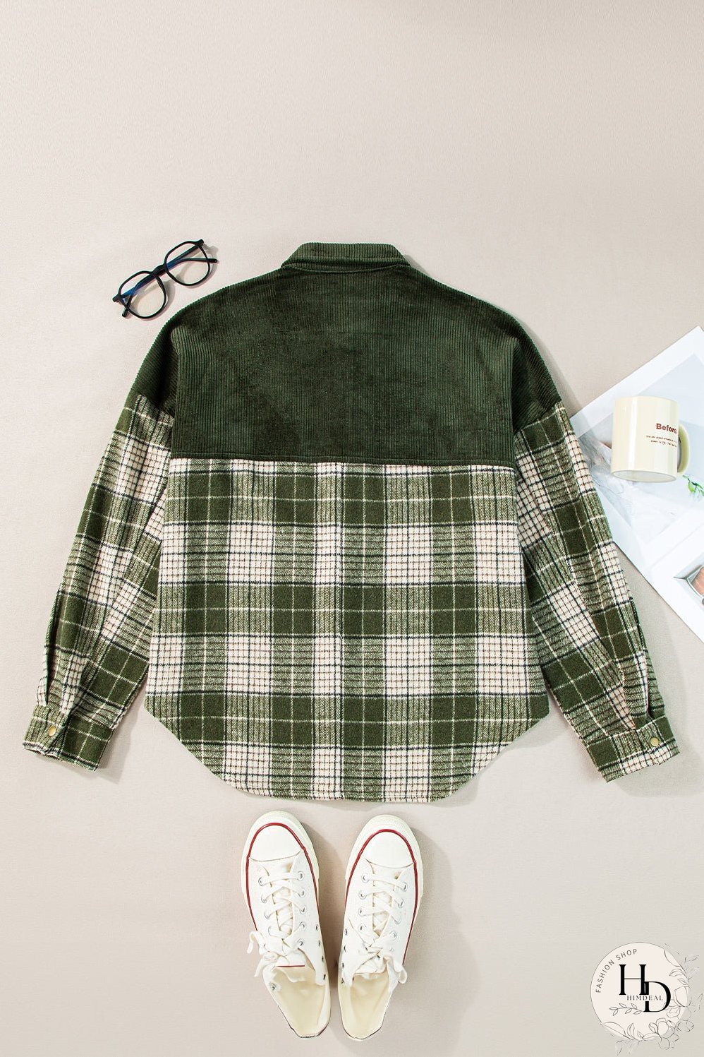 Plaid Zip-Up Hooded Coat with Pockets